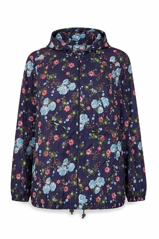 JBC Collection Women’s Multicoloured Floral XL Hooded Windbreaker Jacket