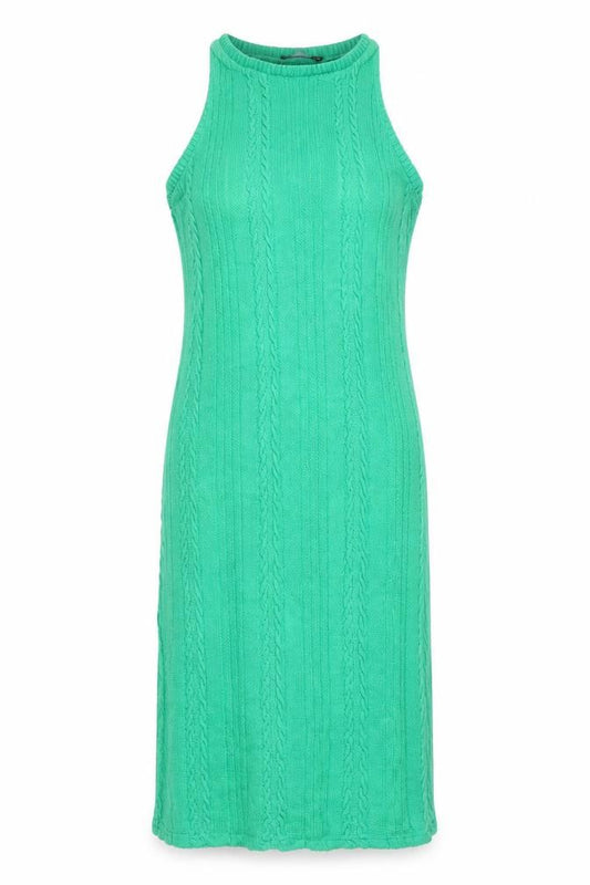 Front view of Zara Women Green 10-12 Long Sleeveless Cable Knit Jumper Dress