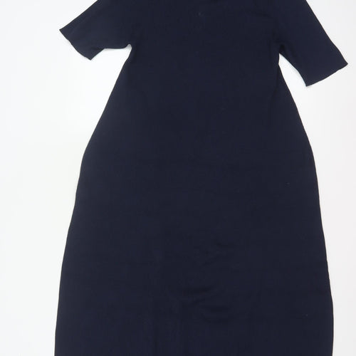 Anyday John Lewis Women Navy L Long Knit Jumper Dress High Neck