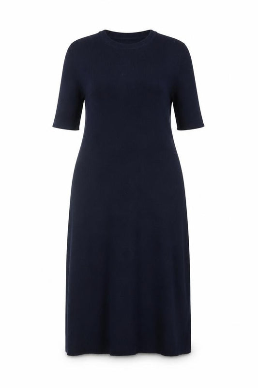 Front view of Anyday John Lewis Women Navy L Long Knit Jumper Dress High Neck