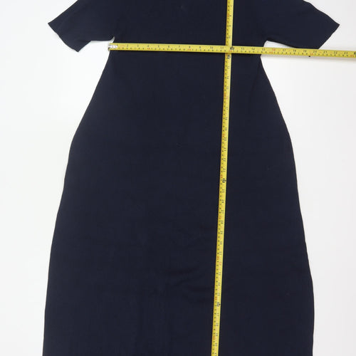 Anyday John Lewis Women Navy L Long Knit Jumper Dress High Neck