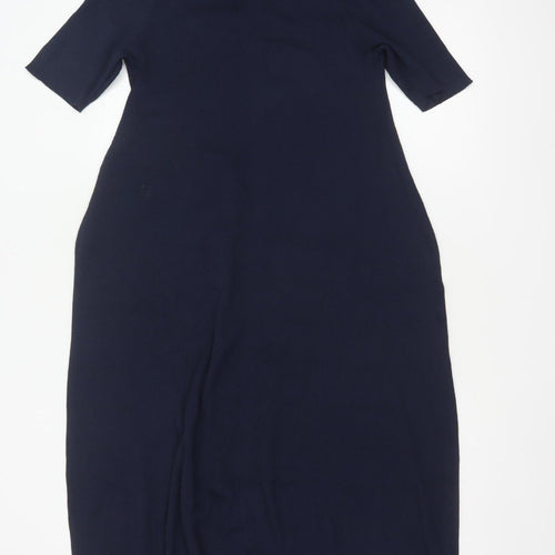 Anyday John Lewis Women Navy L Long Knit Jumper Dress High Neck