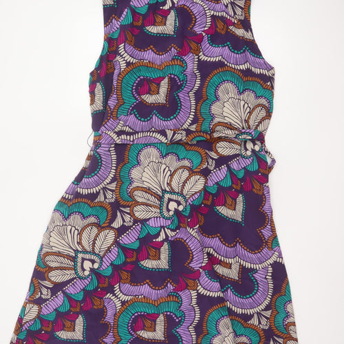Windsmoor Women Purple Silk Floral Beaded A-Line Dress UK 16