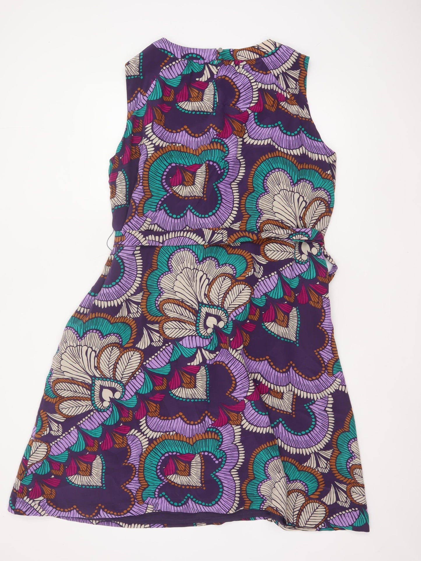 Windsmoor Women Purple Silk Floral Beaded A-Line Dress UK 16