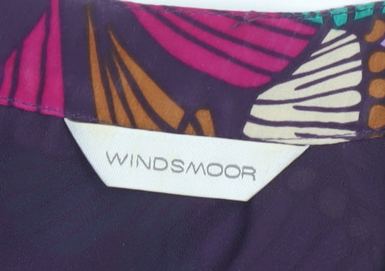 Windsmoor Women Purple Silk Floral Beaded A-Line Dress UK 16