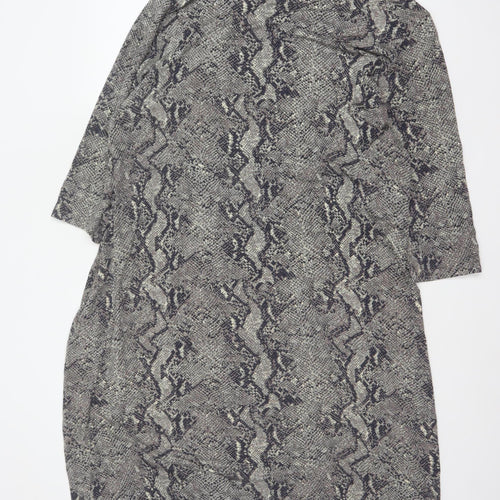 Cotton Traders Women Grey Animal Print Shift Dress Size 24 Stretch