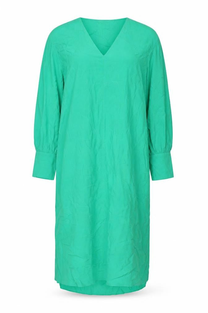 Hush Women Green UK 12 Long Shift Dress V-Neck Balloon Sleeve Viscose