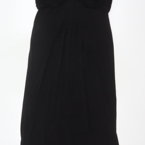 Berkertex Women Black UK 12 Maxi Evening Dress Sequin Cap Sleeve