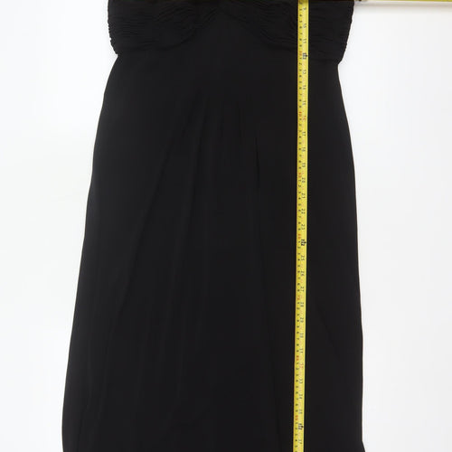 Berkertex Women Black UK 12 Maxi Evening Dress Sequin Cap Sleeve