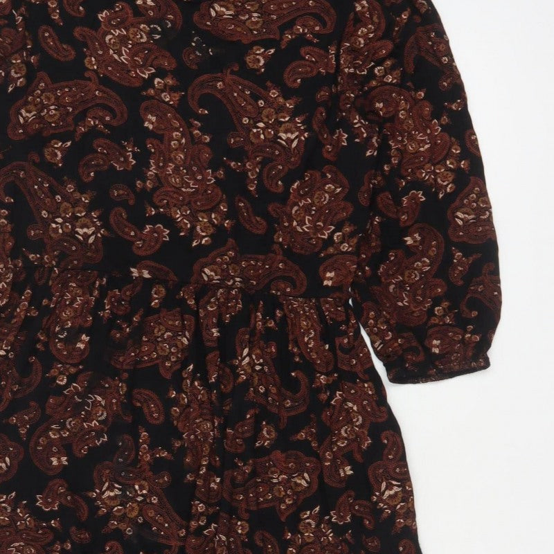 Roman Women’s Black Paisley Fit & Flare Dress Size 16 Long Sleeve