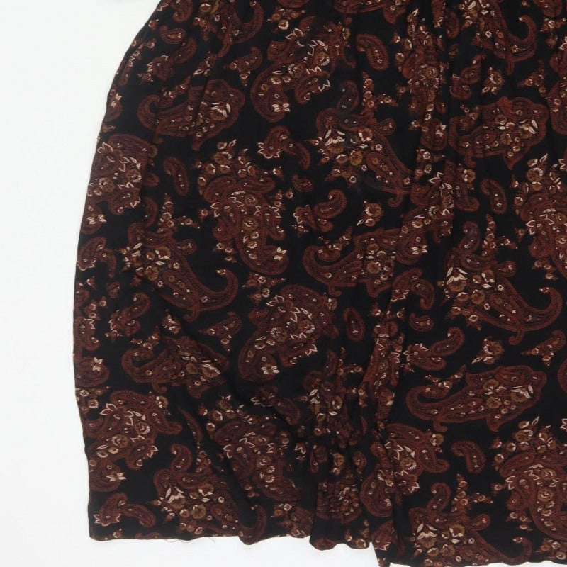 Roman Women’s Black Paisley Fit & Flare Dress Size 16 Long Sleeve