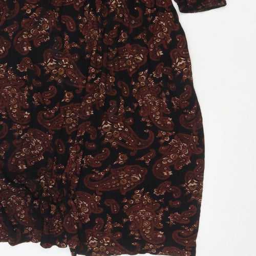 Roman Women’s Black Paisley Fit & Flare Dress Size 16 Long Sleeve