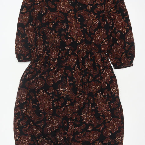Roman Women’s Black Paisley Fit & Flare Dress Size 16 Long Sleeve