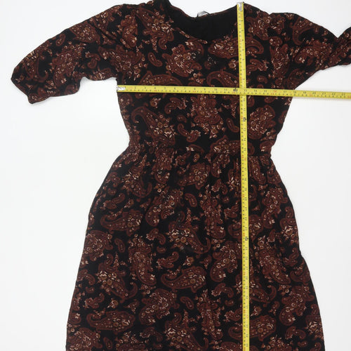 Roman Women’s Black Paisley Fit & Flare Dress Size 16 Long Sleeve