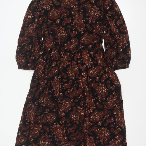 Roman Women’s Black Paisley Fit & Flare Dress Size 16 Long Sleeve