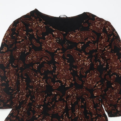 Roman Women’s Black Paisley Fit & Flare Dress Size 16 Long Sleeve