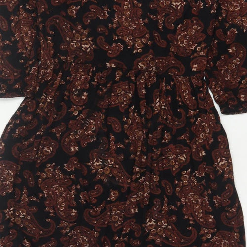 Roman Women’s Black Paisley Fit & Flare Dress Size 16 Long Sleeve