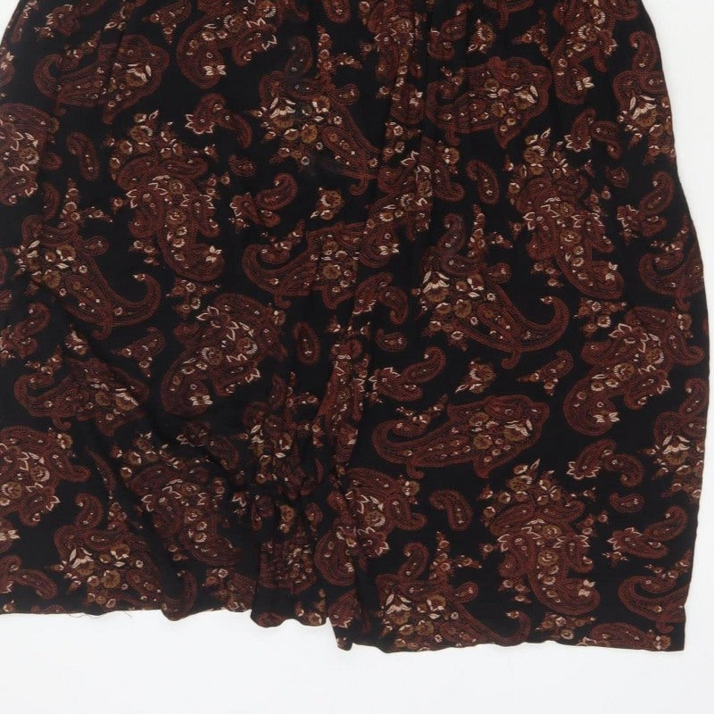 Roman Women’s Black Paisley Fit & Flare Dress Size 16 Long Sleeve