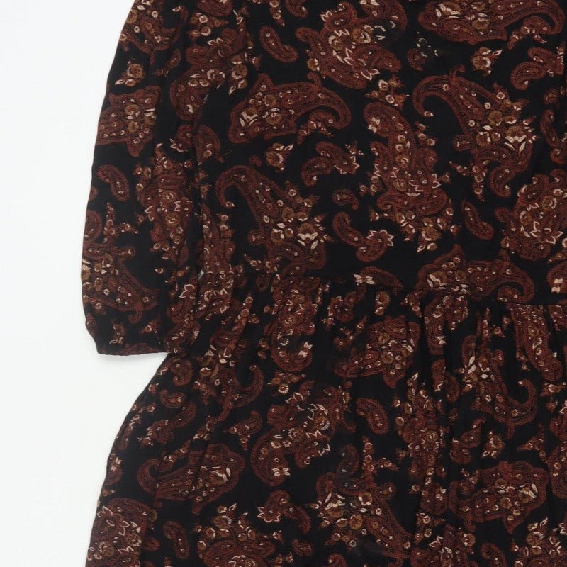 Roman Women’s Black Paisley Fit & Flare Dress Size 16 Long Sleeve