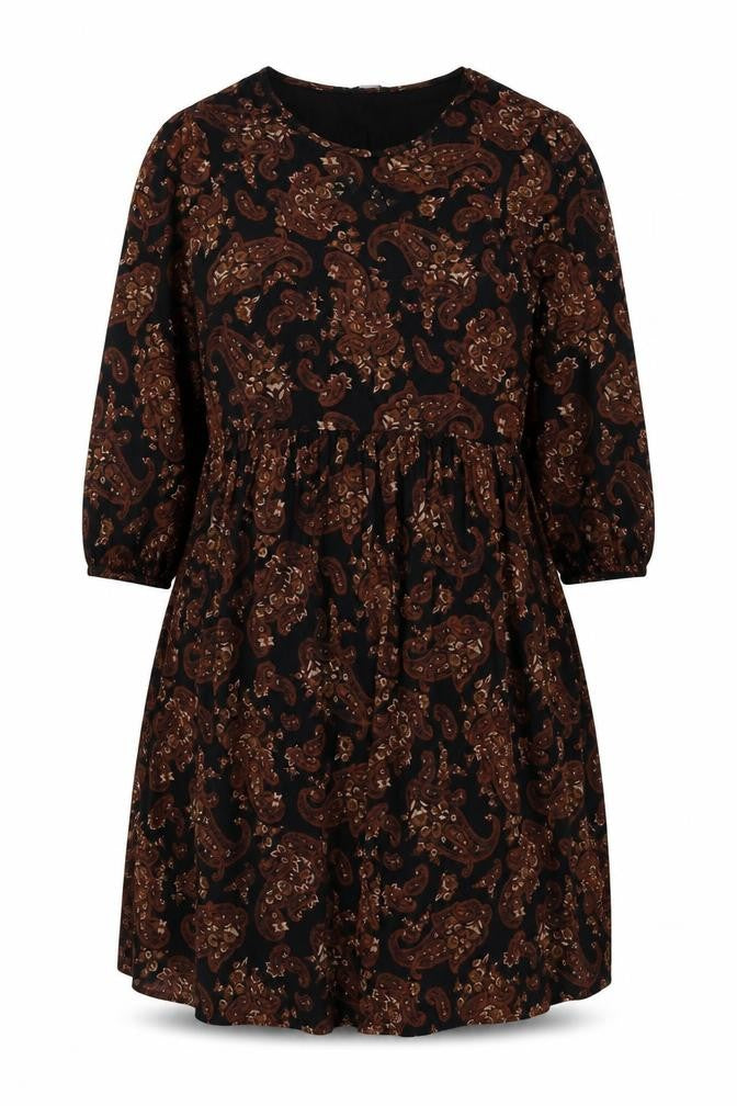Roman Women’s Black Paisley Fit & Flare Dress Size 16 Long Sleeve