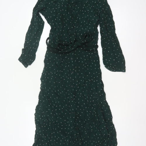 Whistles Women Green UK 6 Maxi Shirt Dress Belted Long Sleeve