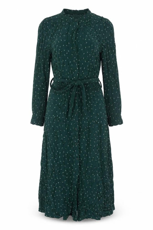 Front view of Whistles Women Green UK 6 Maxi Shirt Dress Belted Long Sleeve