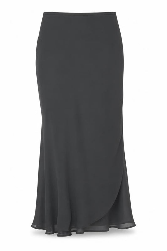 Mango Night Women Black UK 10 Long Wrap Flare Formal Skirt