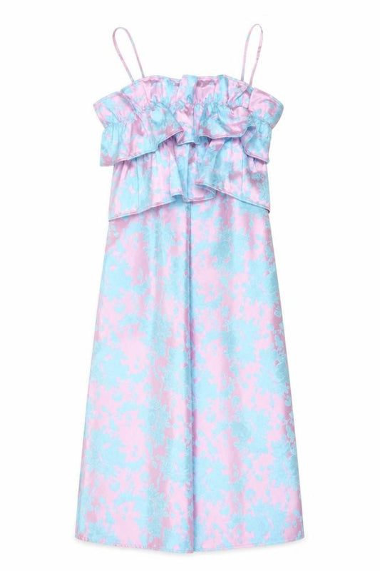 ASOS Women Multicoloured Floral Satin Ruffle Wide-Leg Jumpsuit UK 10