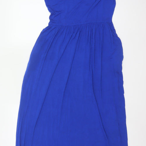 Roman Women Blue UK 12 Maxi Fit & Flare Jersey Dress Short Sleeve