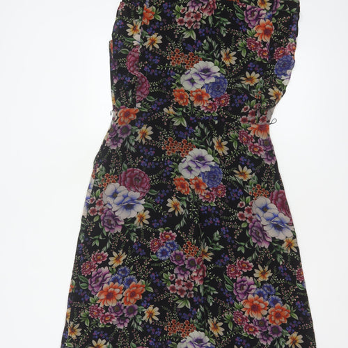 Phase Eight Women Black Floral Size 10 Midi Shirt Dress