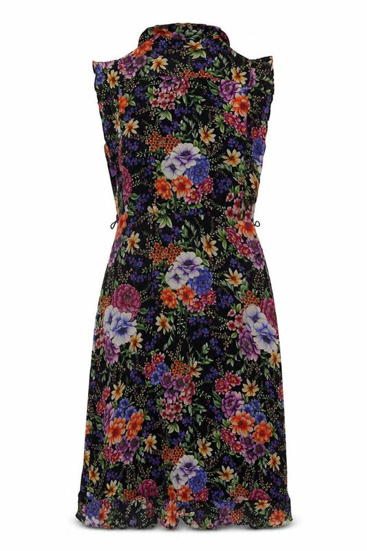 Front view of Phase Eight Women Black Floral, size 10, Midi Shirt Dress