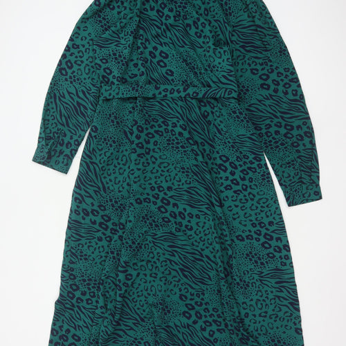 Yours London Women Green Animal Print Belted Midi Shirt Dress UK 18