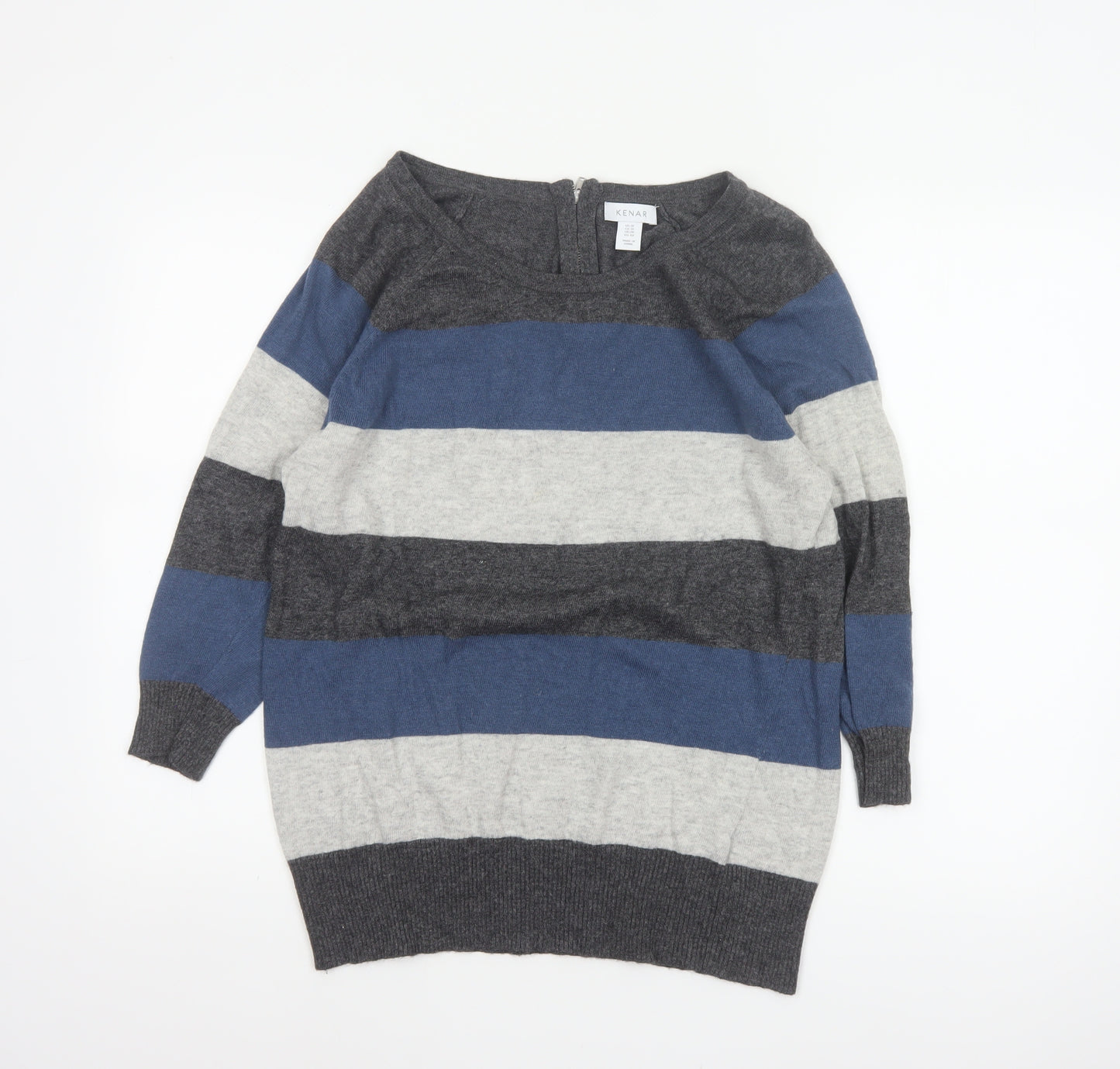 Kenar Women’s Multicoloured Striped Merino Wool Blend Jumper UK 20