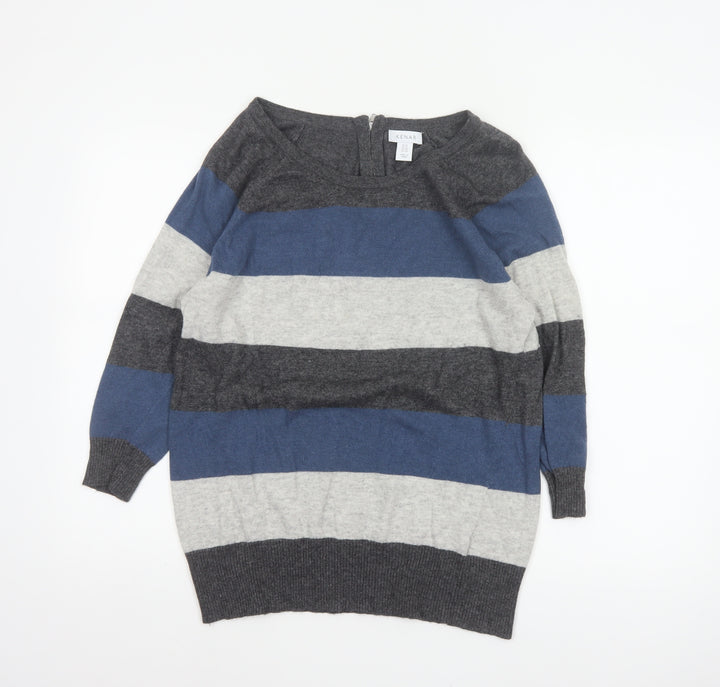 Kenar Women’s Multicoloured Striped Merino Wool Blend Jumper UK 20