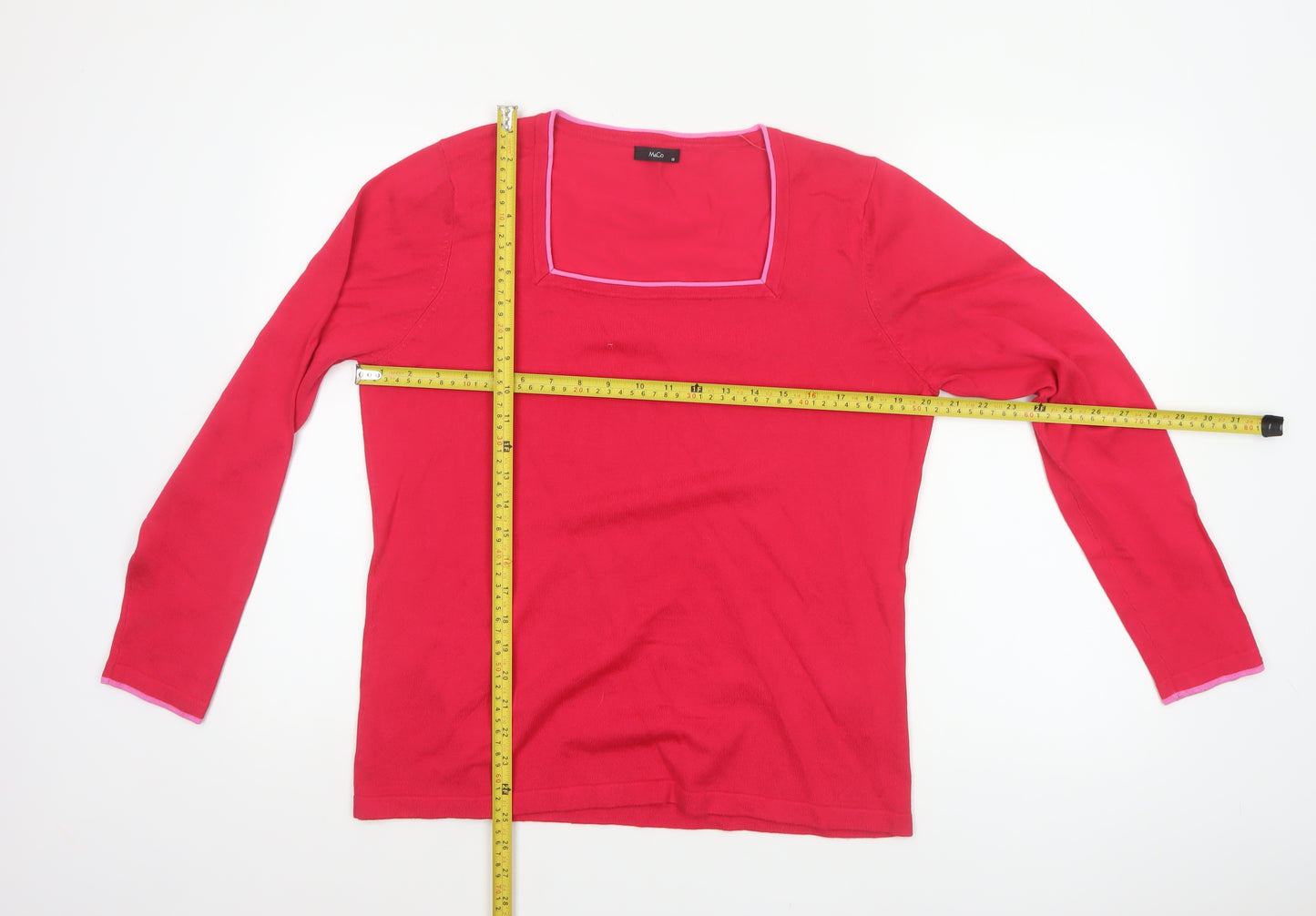 M&Co Women’s Pink Size 18 Square Neck Long Sleeve Knit Jumper