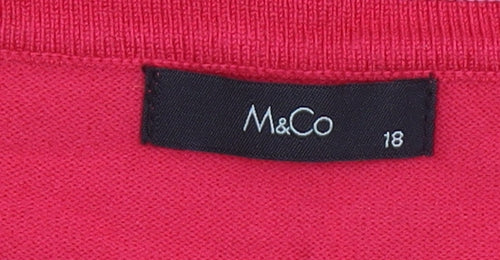 M&Co Women’s Pink Size 18 Square Neck Long Sleeve Knit Jumper