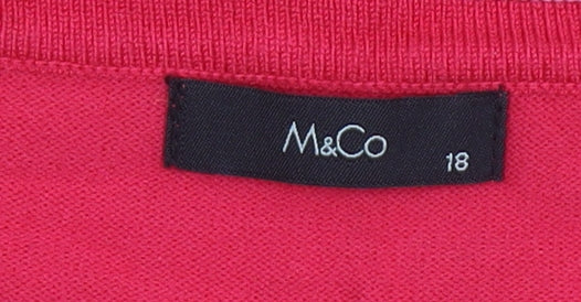 M&Co Women’s Pink Size 18 Square Neck Long Sleeve Knit Jumper