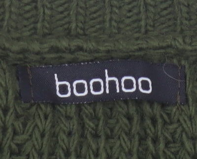 boohoo Women Green Cable Knit V-Neck Sleeveless Jumper Vest UK 10