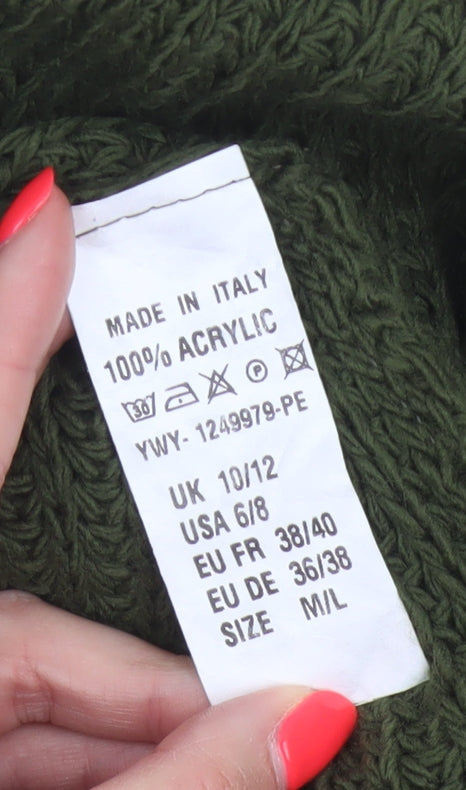 boohoo Women Green Cable Knit V-Neck Sleeveless Jumper Vest UK 10