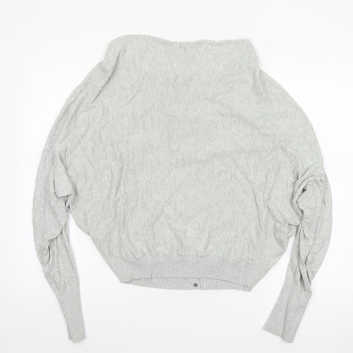 AllSaints Women Grey UK 8 Cowl Neck Button Knit Cardigan