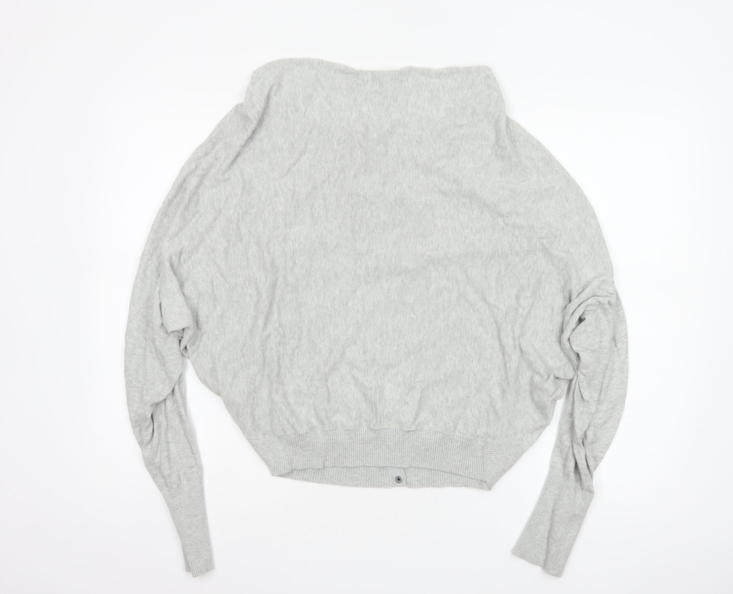 AllSaints Women Grey UK 8 Cowl Neck Button Knit Cardigan