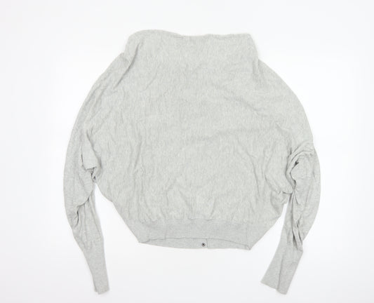 AllSaints Women Grey UK 8 Cowl Neck Button Knit Cardigan