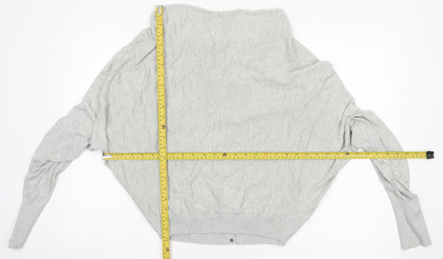 AllSaints Women Grey UK 8 Cowl Neck Button Knit Cardigan