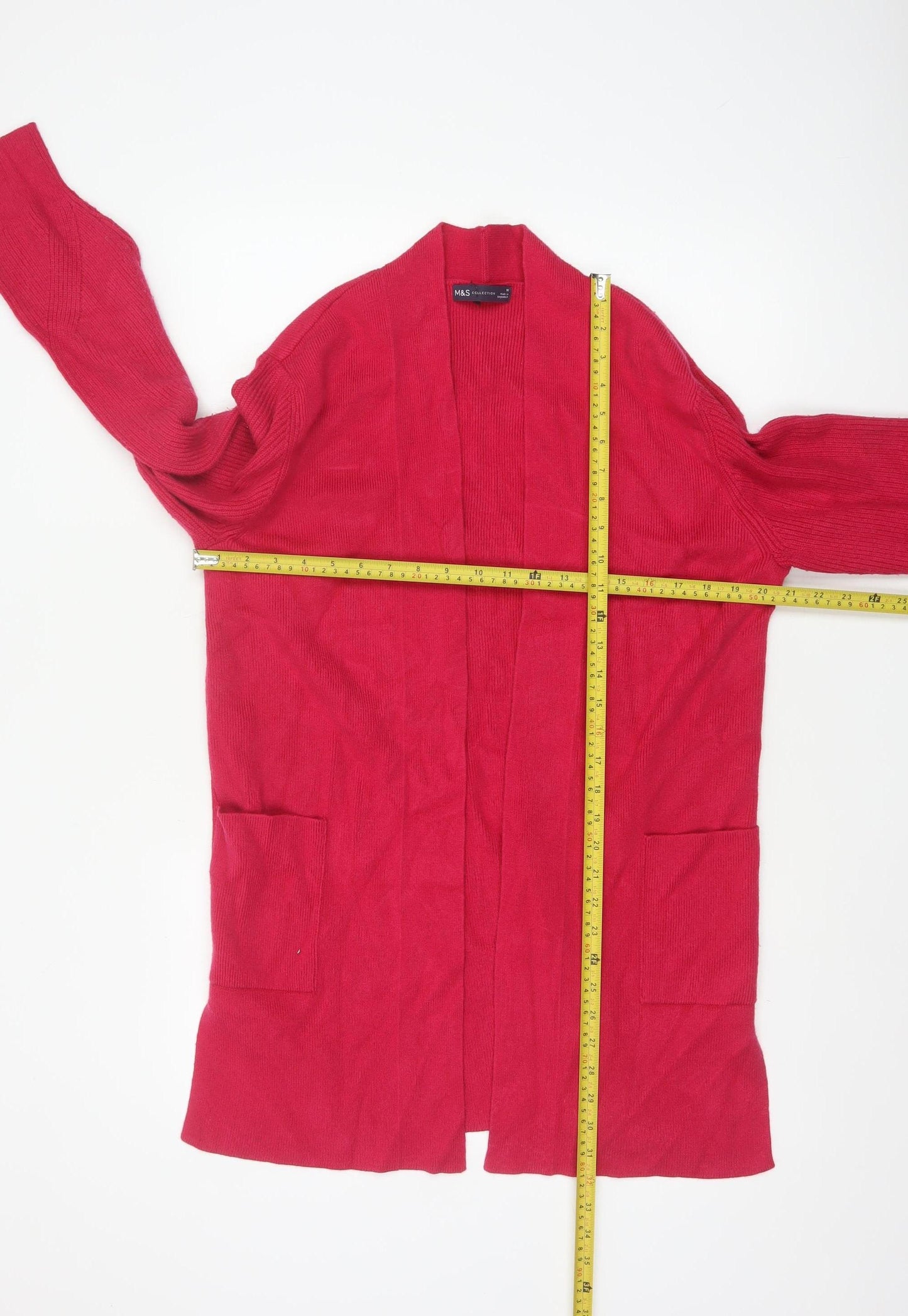 Marks and Spencer Women Pink Size 16 Open Longline Cardigan Pockets Knit