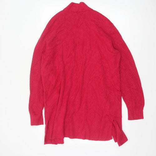 Marks and Spencer Women Pink Size 16 Open Longline Cardigan Pockets Knit