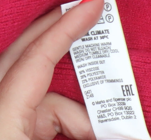 Marks and Spencer Women Pink Size 16 Open Longline Cardigan Pockets Knit