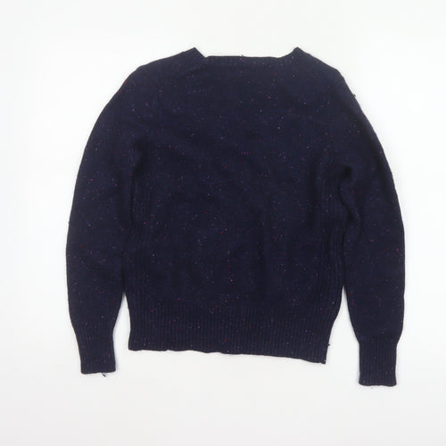 Marks and Spencer Women Blue UK 12 V-Neck Lambswool Blend Pullover