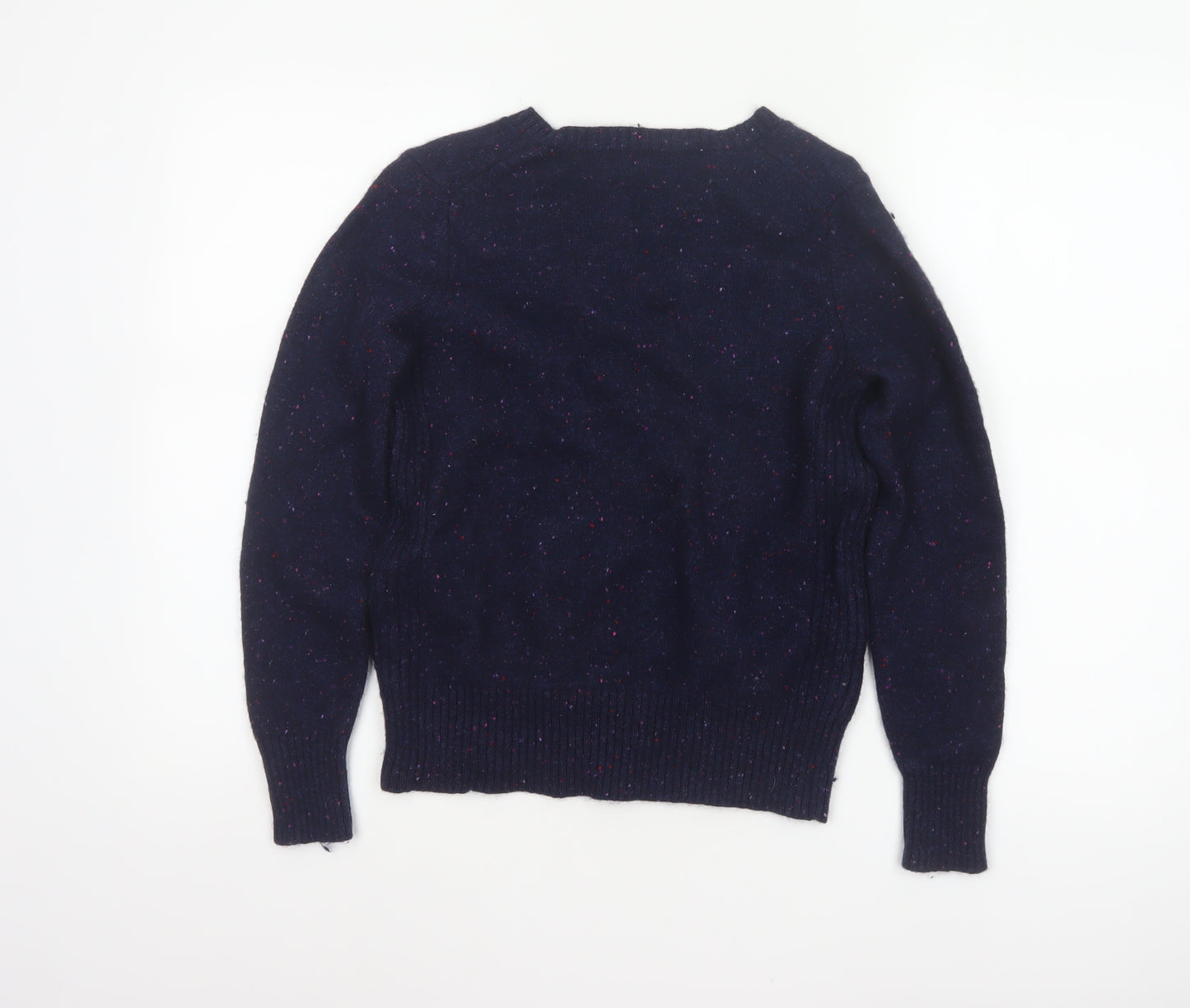 Marks and Spencer Women Blue UK 12 V-Neck Lambswool Blend Pullover