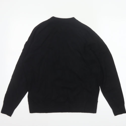 M&S Women’s Black M Believe Embroidered Mock Neck Knit Jumper