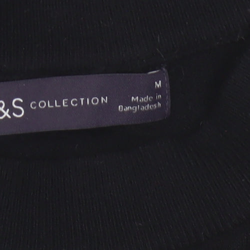M&S Women’s Black M Believe Embroidered Mock Neck Knit Jumper